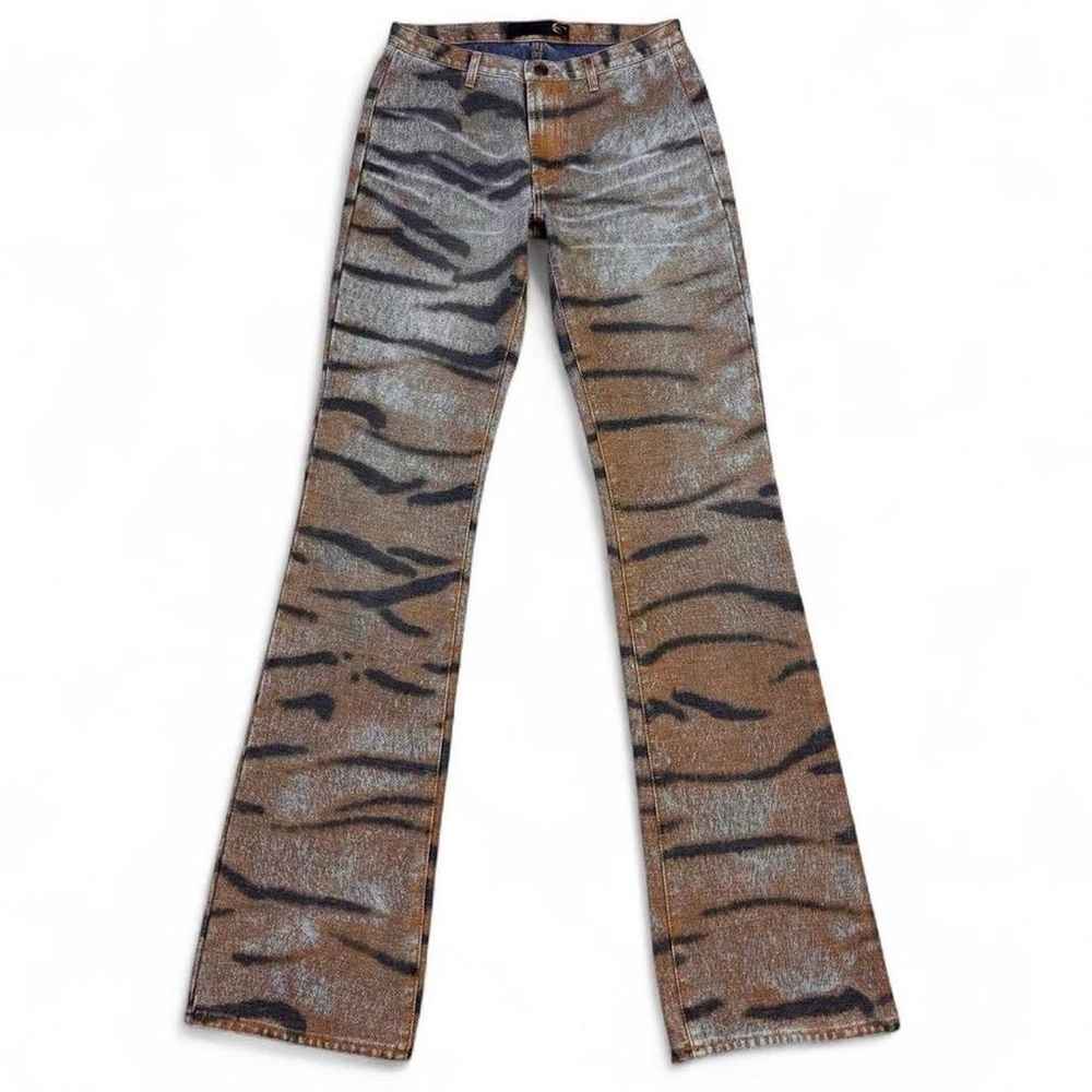 Women's Tiger-Print Straight Jeans - Brown - Picture 1 of 3